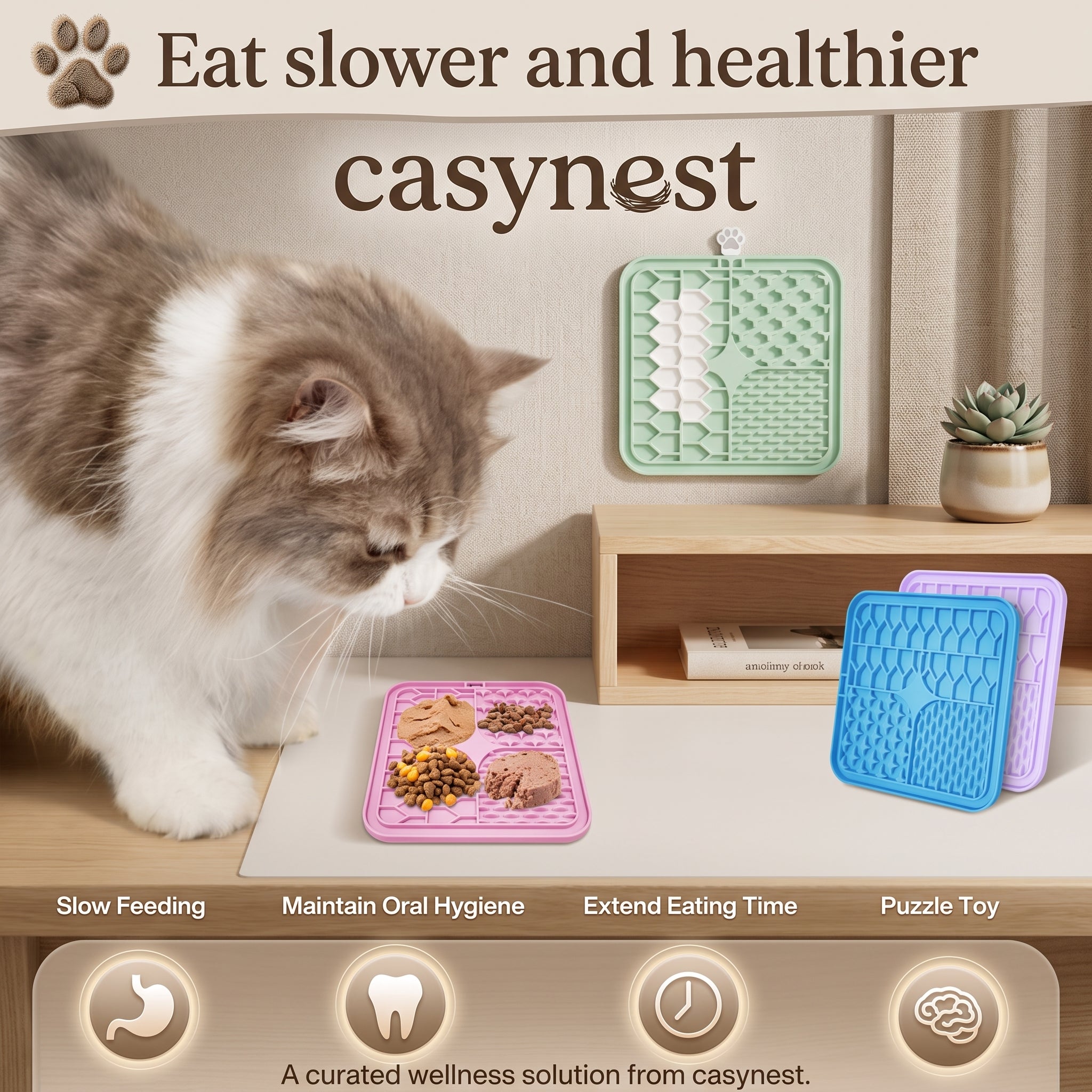 Silicone dog lick mat for slow feeding and mental enrichment