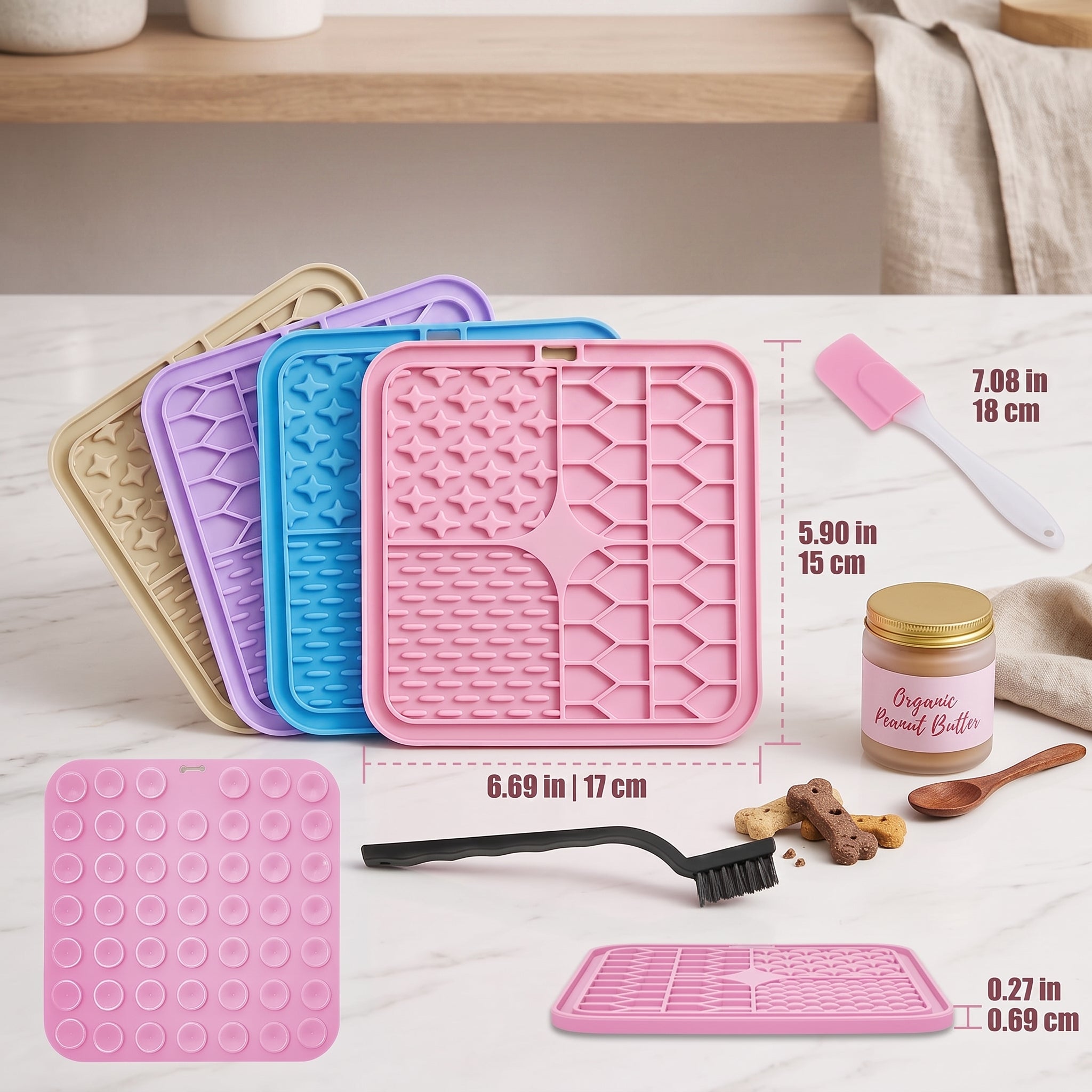 Dog enrichment lick mat for bath time and grooming