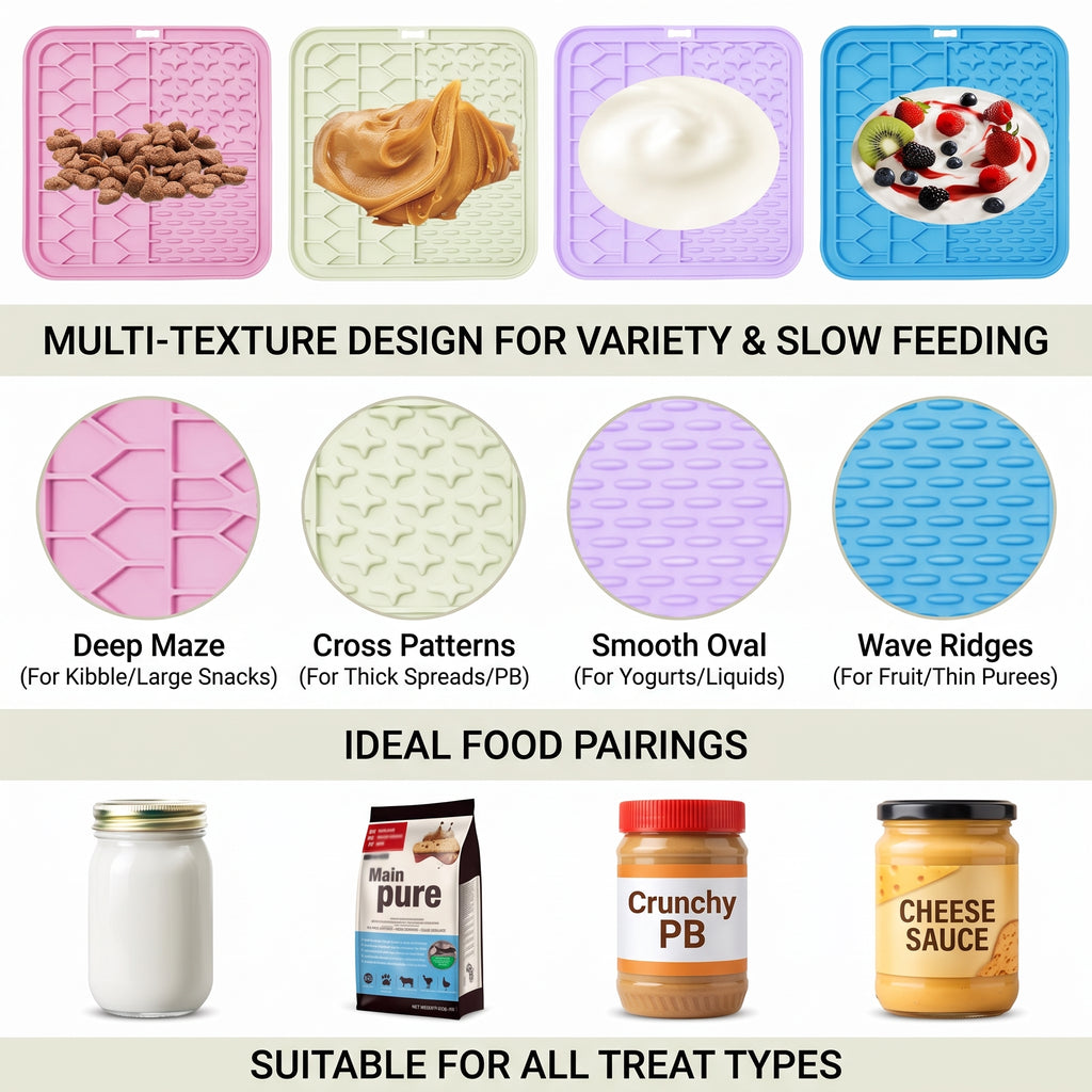 Interactive dog lick mat for healthier eating habits