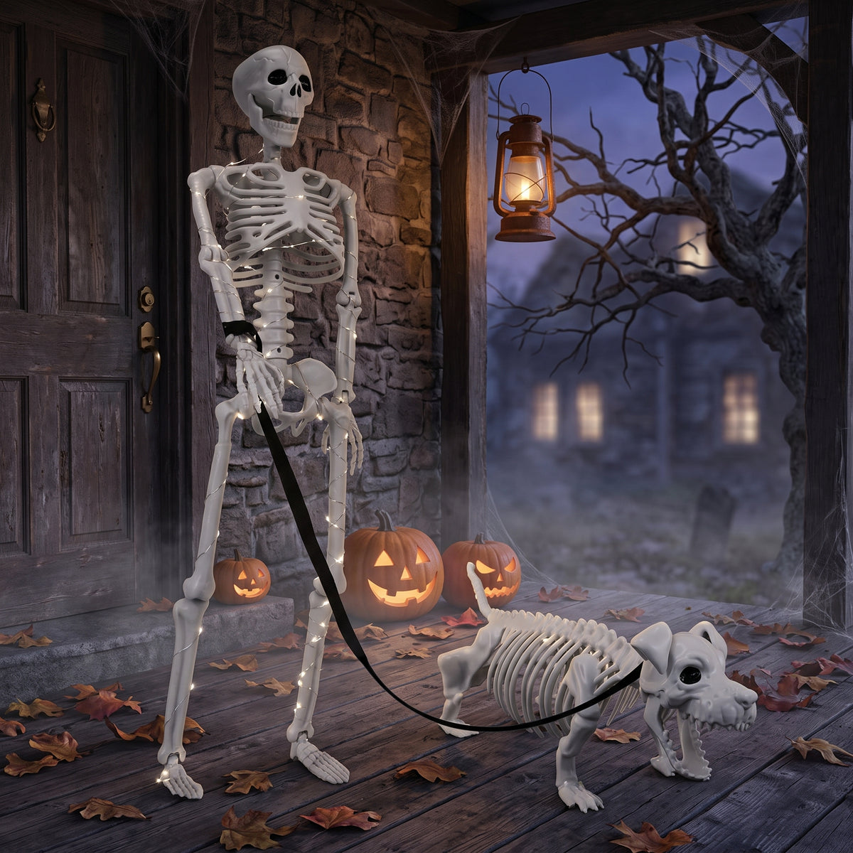 Lighted Skeleton Halloween Yard Decor for Porch