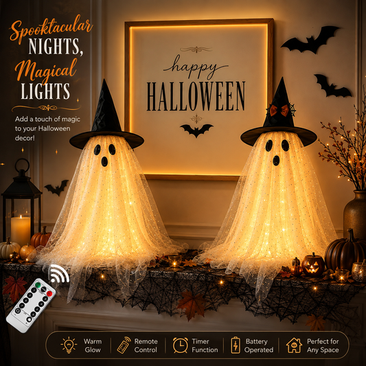 Light Up Halloween Ghost Decorations with Remote 2 Pack