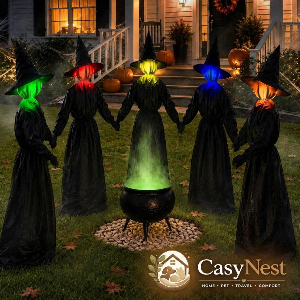 5 Pack Light Up Witch Halloween Decorations Outdoor 4.3FT