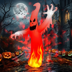 8 FT Halloween inflatable ghost with built-in LED and red disco light for outdoor yard decor