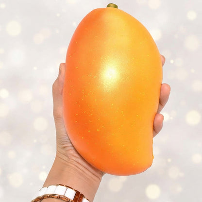 Jumbo mango-shaped fidget toy with soft PU foam and realistic fruit design