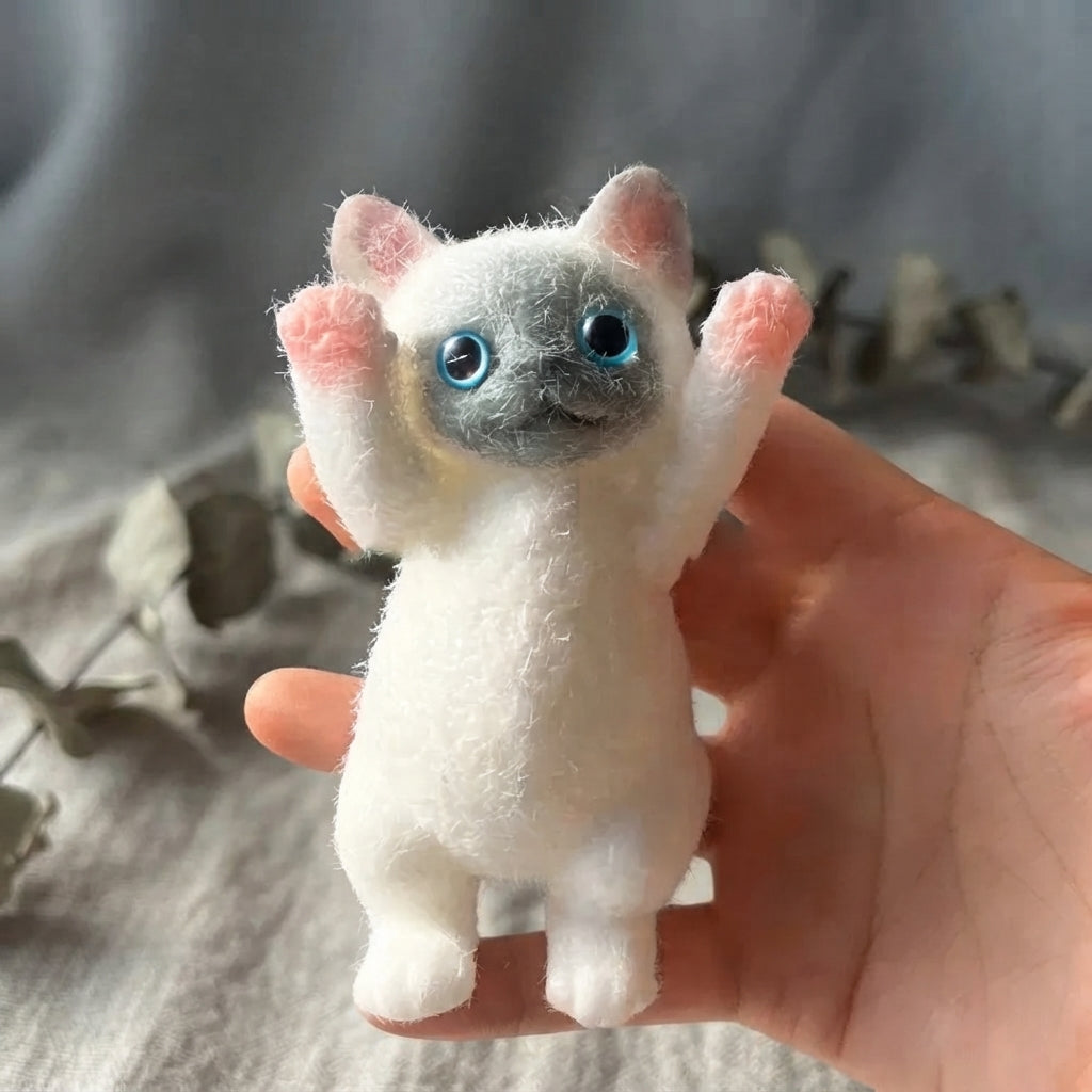 Gray TPR cat squishy stress relief toy for kids, adults, and sensory play