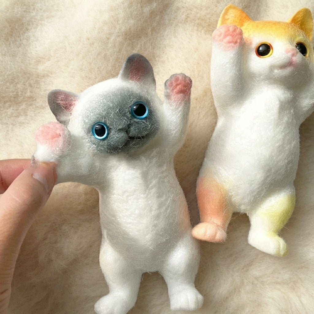 13cm cute chubby cat squishy toy in gray with realistic cat design