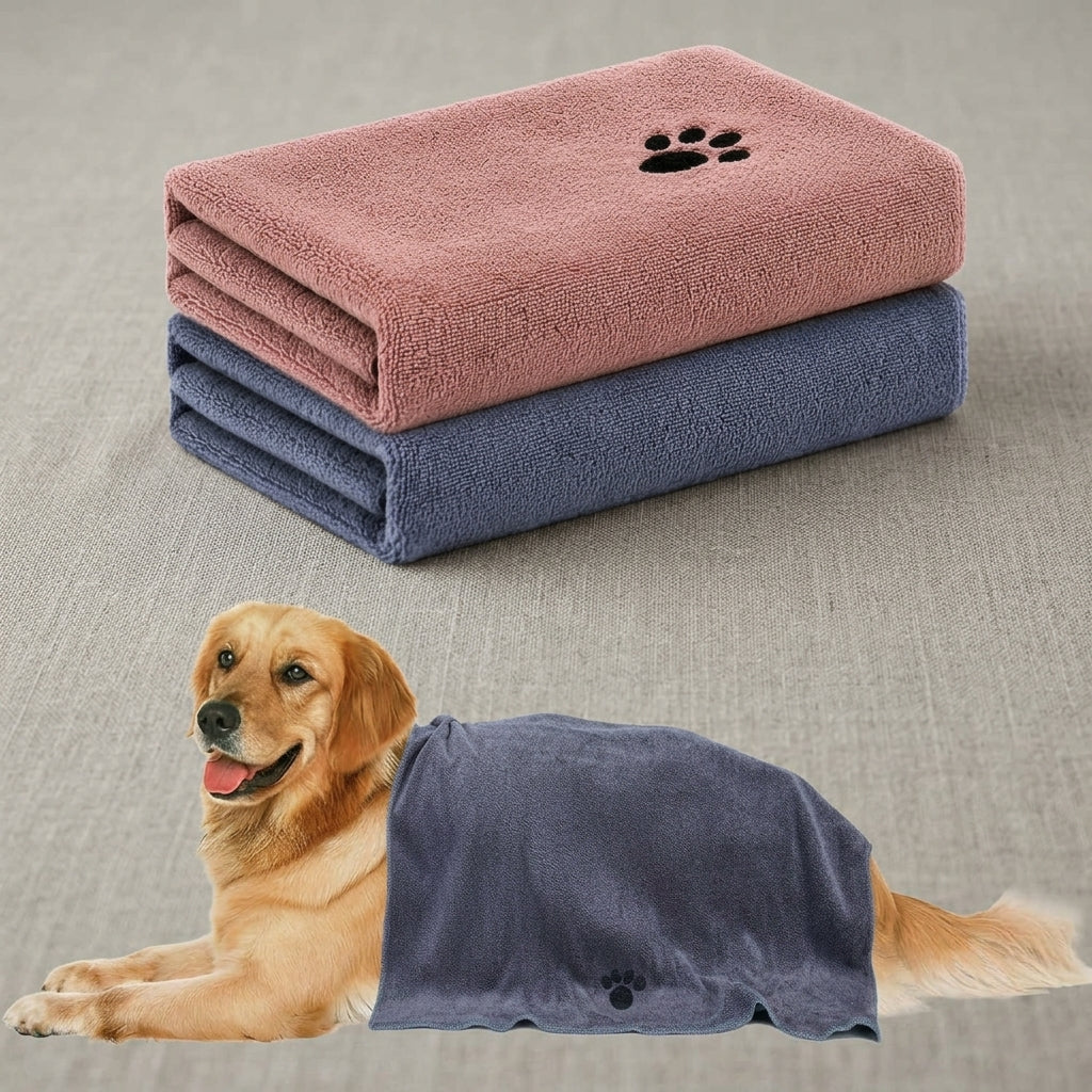 Microfiber dog towels 2 pack in grey and brown