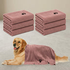Grey microfiber dog towel folded for easy storage