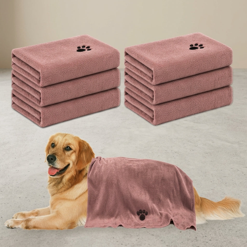 Grey microfiber dog towel folded for easy storage