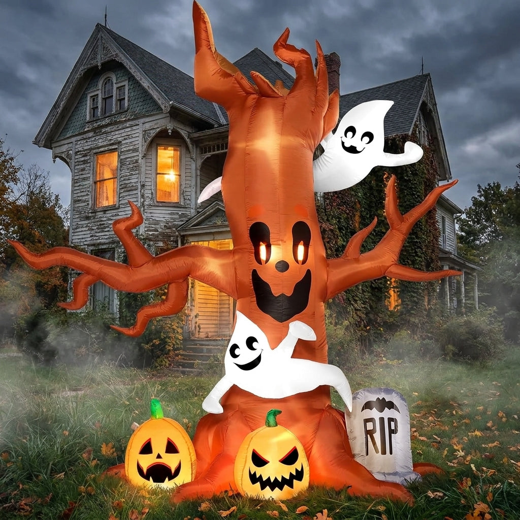 8 ft Halloween inflatable scary tree with ghost decoration