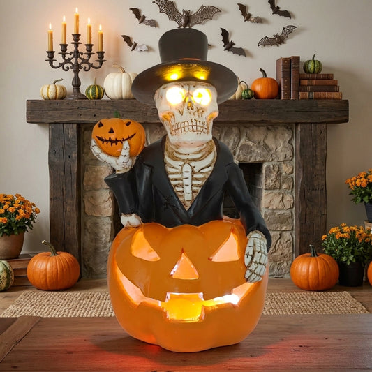 Solar Halloween skeleton pumpkin light with LED decoration