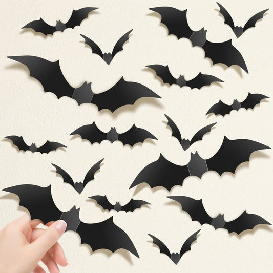 140 piece 3D black Halloween bat stickers for wall decor