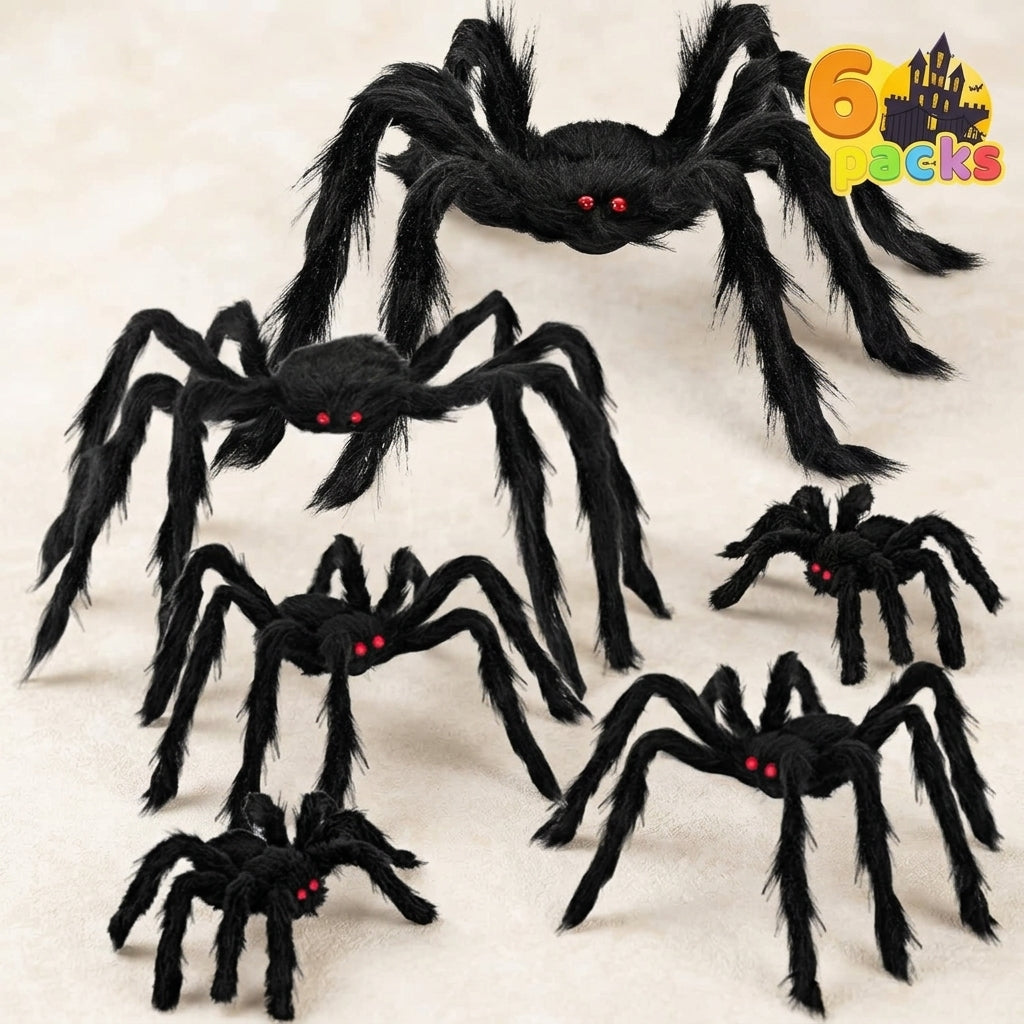 JOYIN 6 pack giant Halloween spiders outdoor decoration set