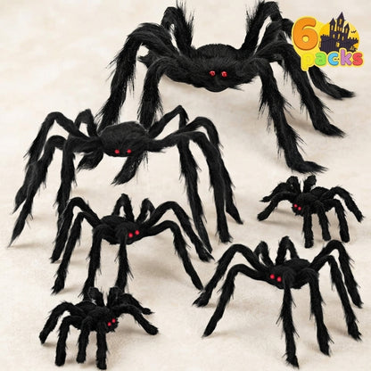 JOYIN 6 pack giant Halloween spiders outdoor decoration set