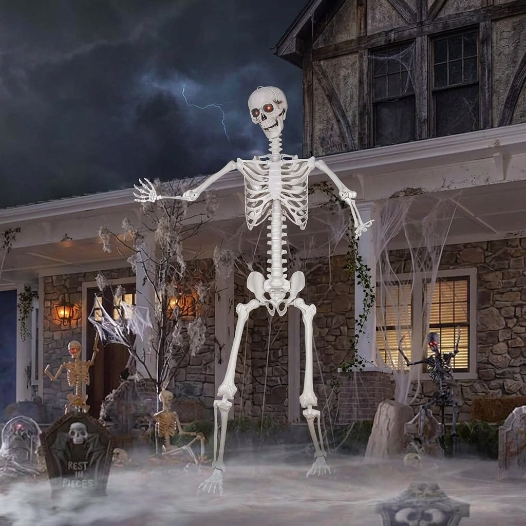 5.4Ft/165Cm Halloween Skeleton, Life Size Skeleton with Posable Joints