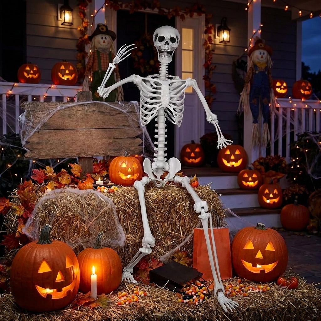 Large skeleton prop for haunted house and Halloween displays