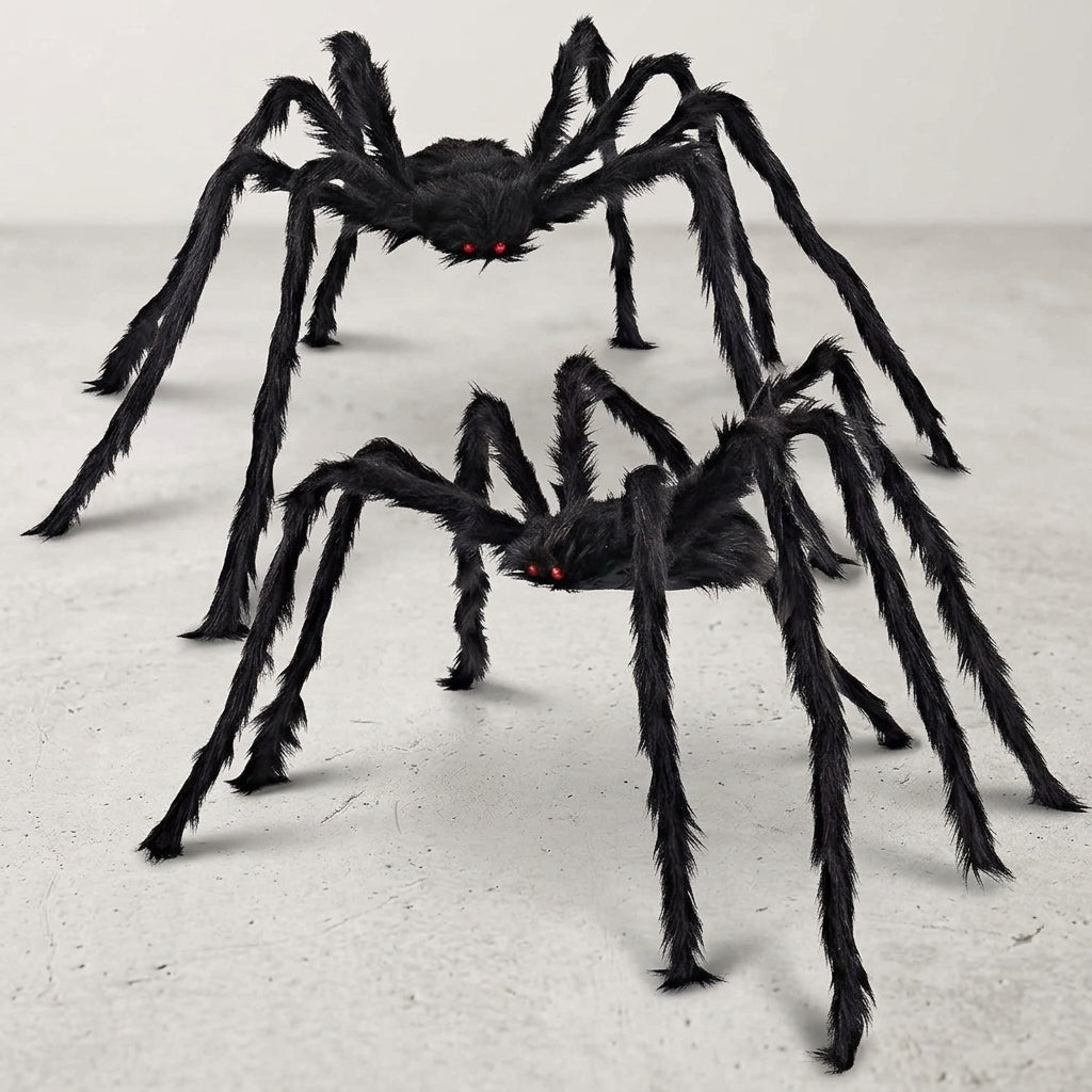JOYIN 2 pack 5 ft giant Halloween spiders with hairy black bodies