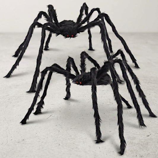 JOYIN 2 pack 5 ft giant Halloween spiders with hairy black bodies