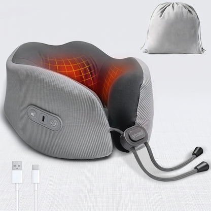 Heated travel neck pillow with 360 degree memory foam support