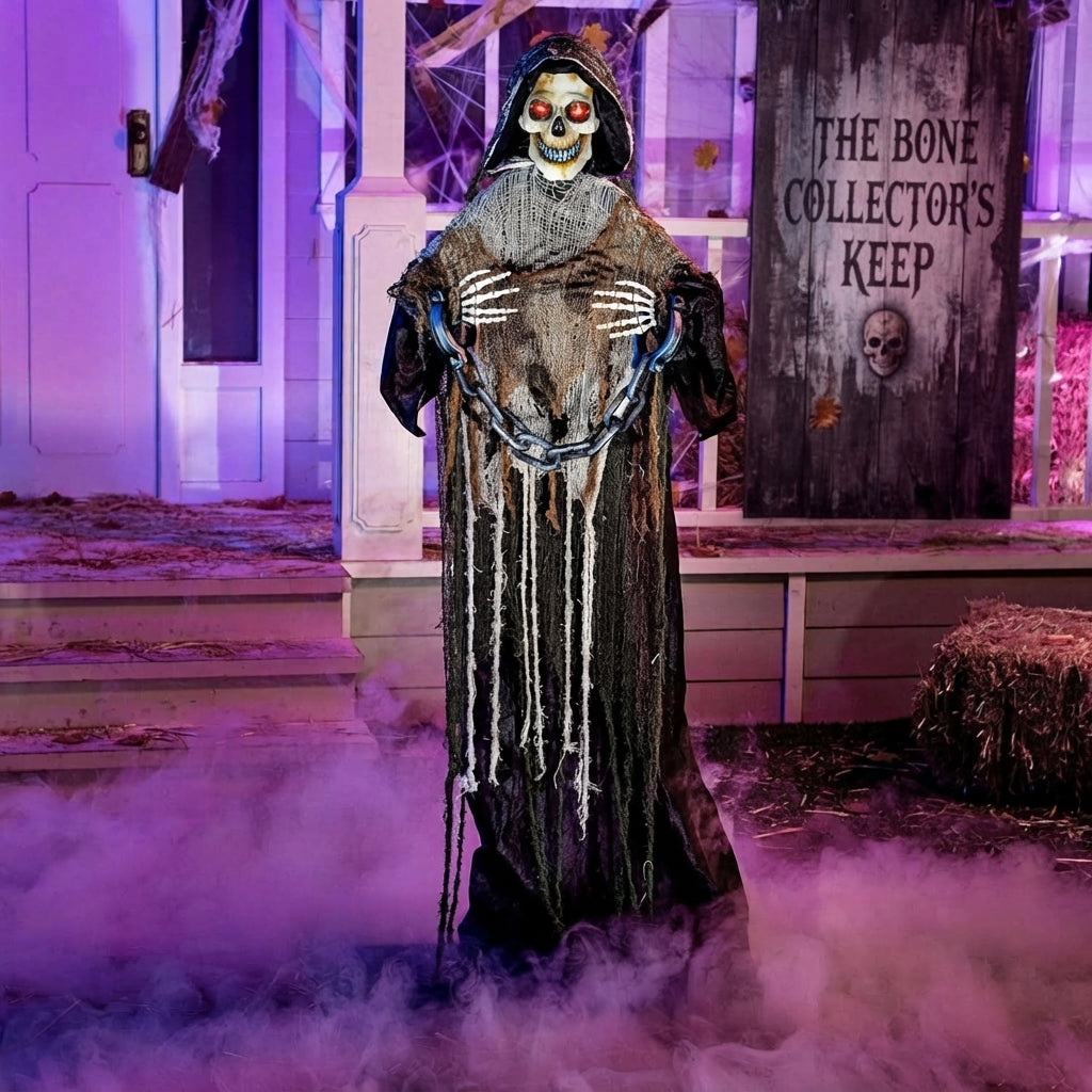67 inch animated Grim Reaper Halloween decoration with chain