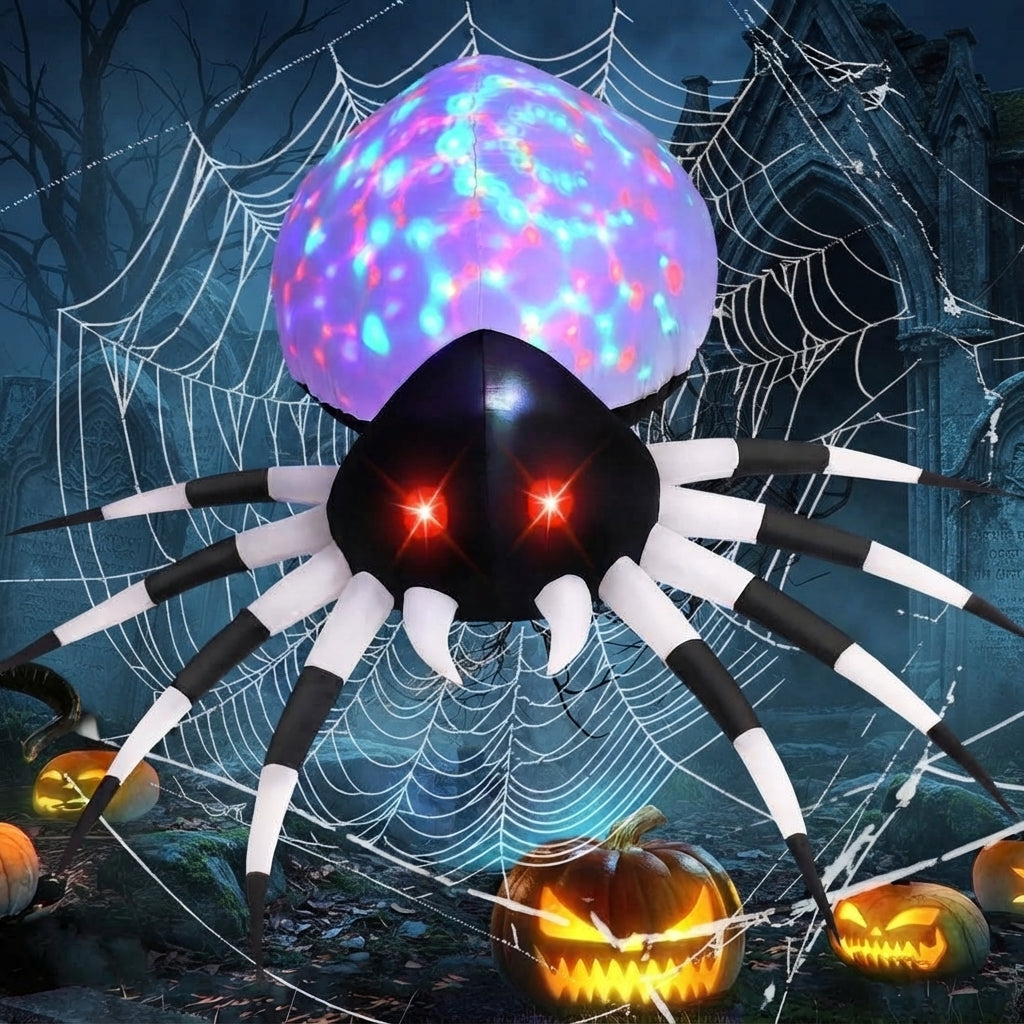 6 ft giant inflatable Halloween spider with LED lights