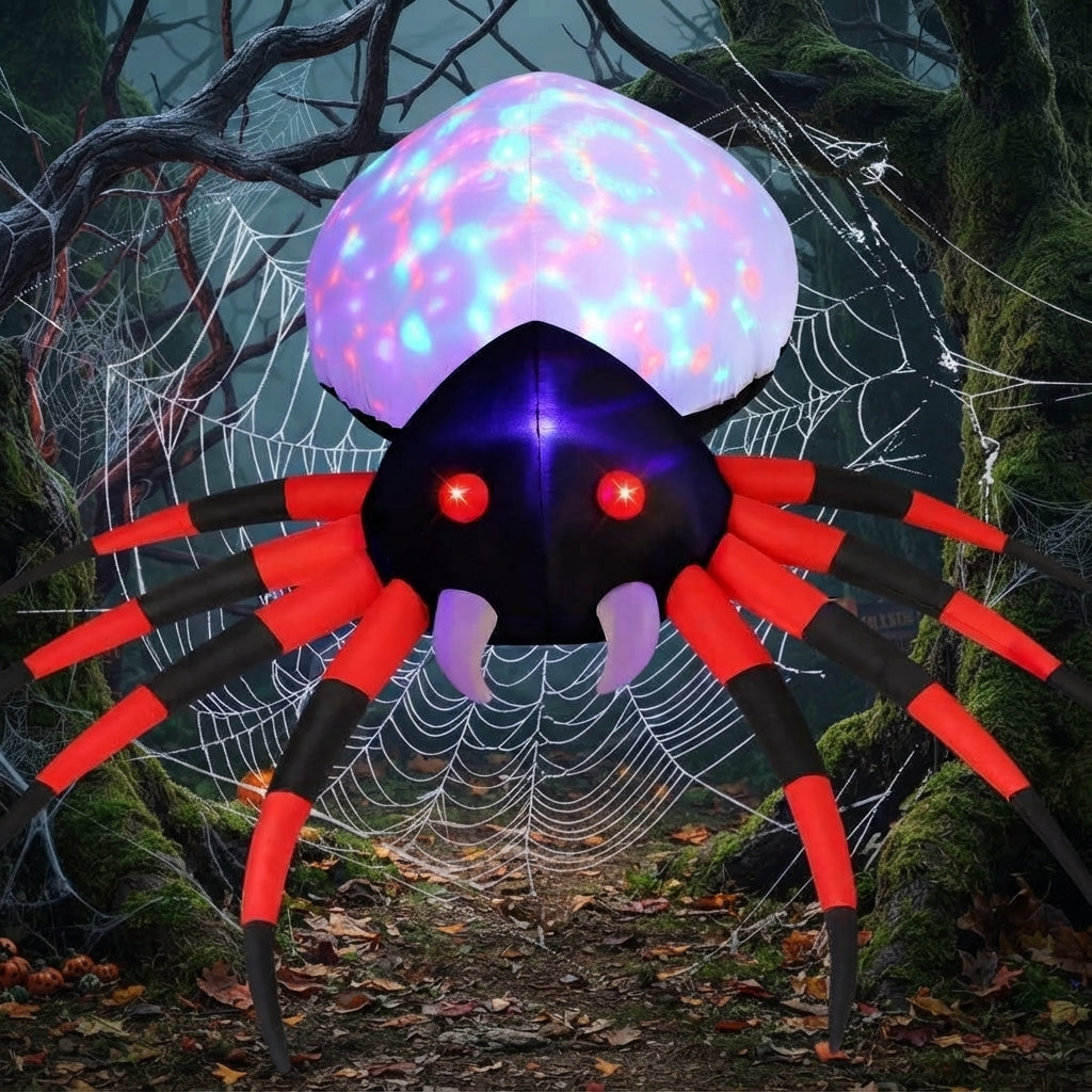 Black and white leg inflatable spider with LED lighting
