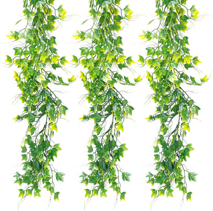 3-Pack Black Artificial Eucalyptus Garland with Flowers, Halloween & Fall Party Decor, Fake Floral Greenery for Wall Backdrop