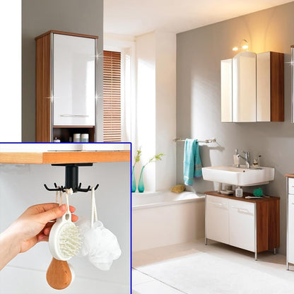 2Pcs 360 °Rotation Utility Hooks,Under Cabinet Kitchen Hooks,Storage Shelf