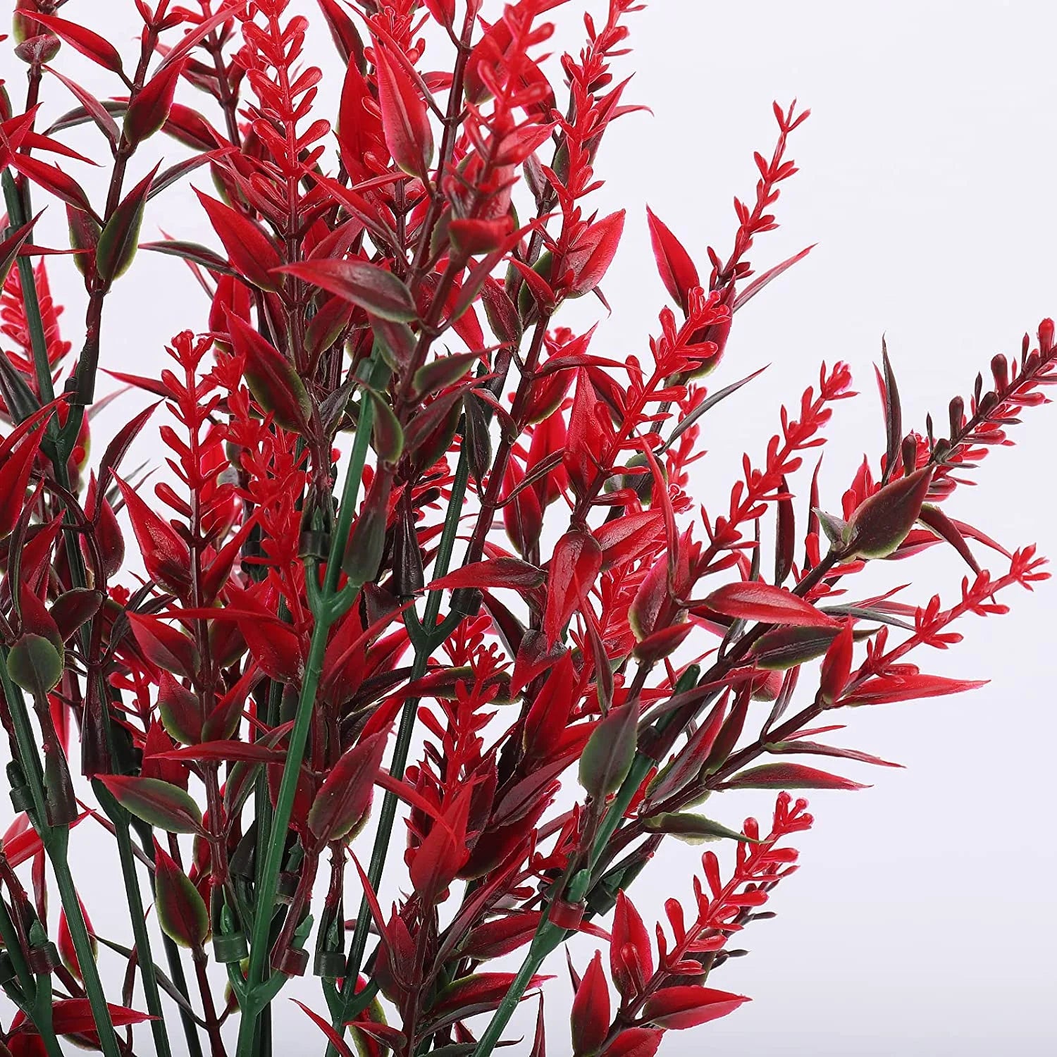 12 Bundles Red Artificial Lavender Flowers, UV-Resistant Fake Flowers for Outdoor & Indoor Spring Home Decor