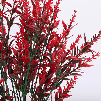 12 Bundles Red Artificial Lavender Flowers, UV-Resistant Fake Flowers for Outdoor & Indoor Spring Home Decor