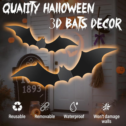 Black PVC bat stickers for Halloween indoor decoration