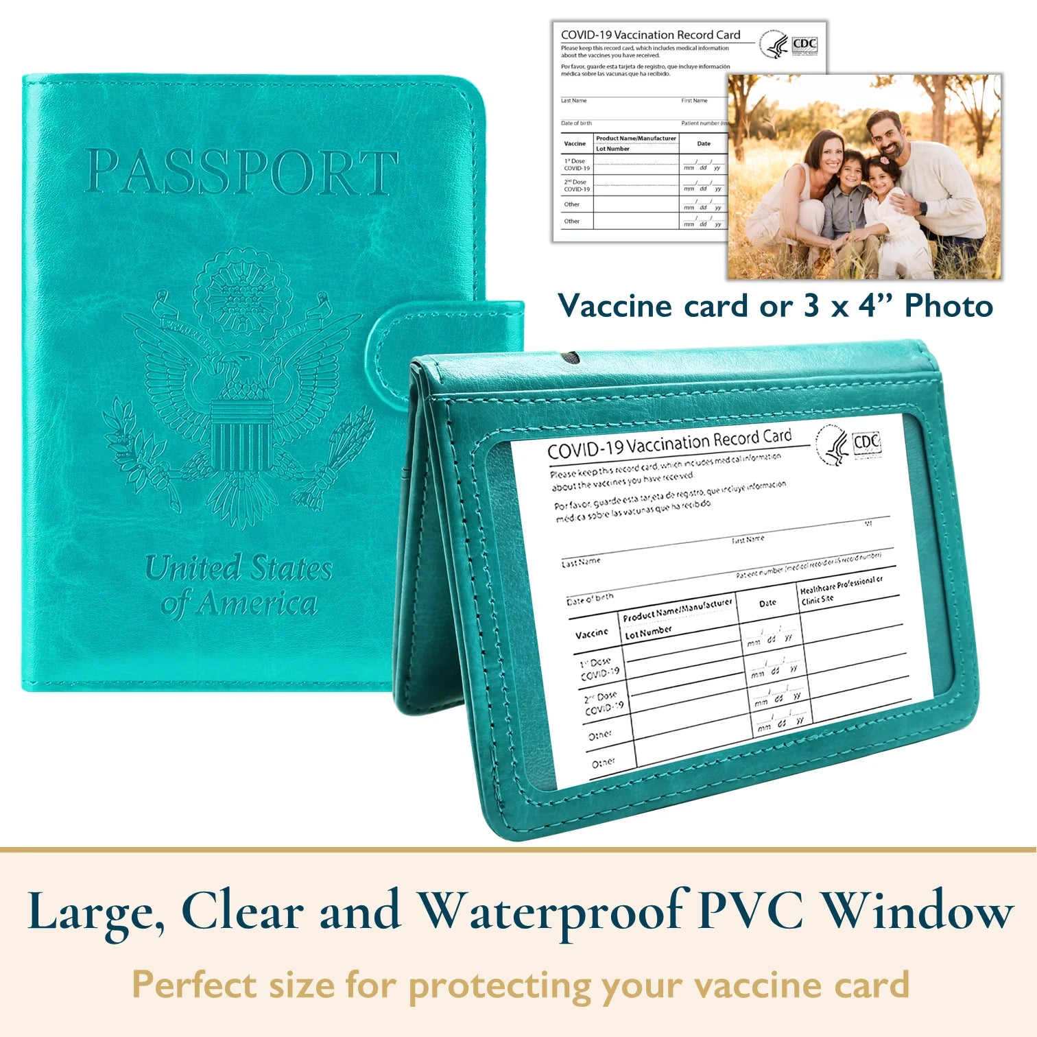 Passport Holder – RFID Blocking Travel Wallet with Cash & Vaccine Card Holder, Waterproof PU Leather Passport Case for Men & Women 