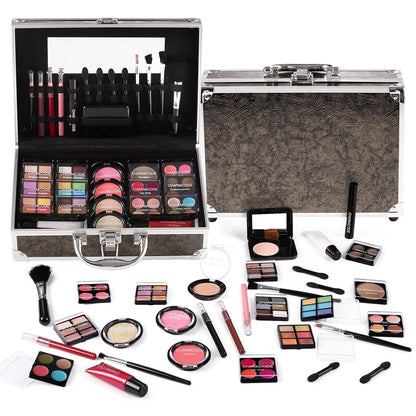 Makeup Kit for Teen Girls & Women, Full Beauty Train Case with Starter Cosmetic Set – Eyeshadow, Lip Gloss, Blush, Highlighter, Brushes & More (Purple)