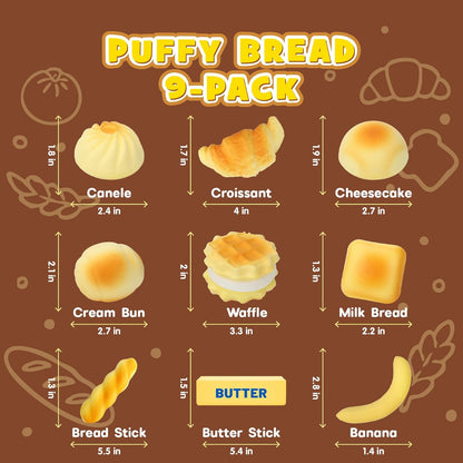 Butter Squishy Toys 9 Pack Slow Rise Food Squishies