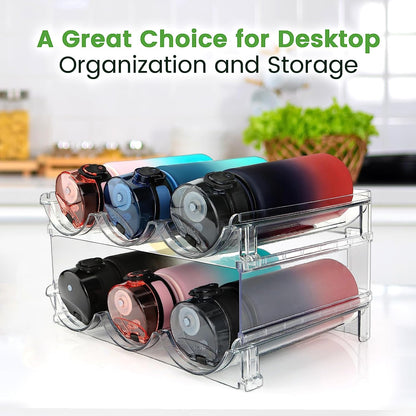 Water Bottle Organizer for Cabinet, 2 Packs Water Bottle Storage Rack, Water Bottle Holder for Cabinet