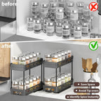 3-Pack 2-Tier Pull-Out Spice Rack Organizer for Cabinets, Slide-Out Spice Storage, Each Tier Holds 10 Jars, Easy to Install (4.33" W x 10.4" D x 8.5" H)