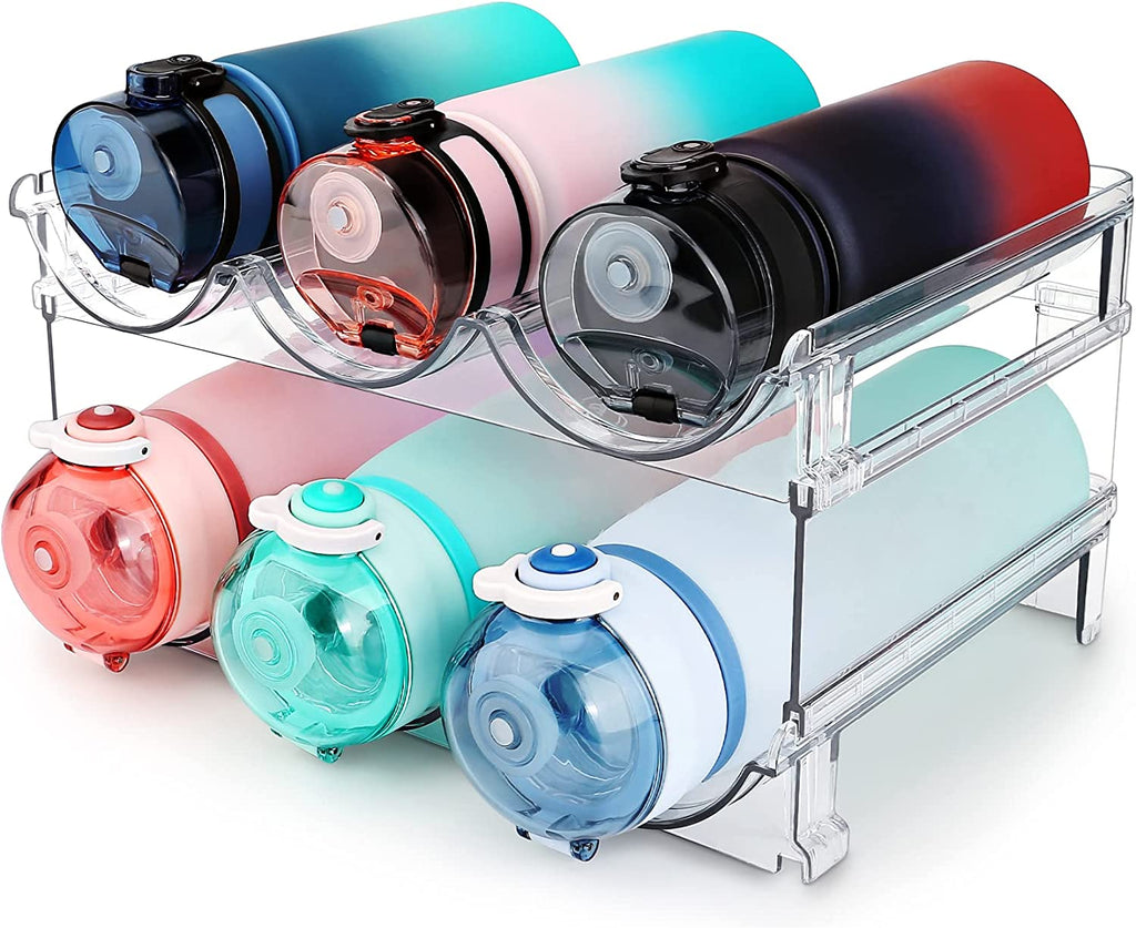 Water Bottle Organizer for Cabinet, 2 Packs Water Bottle Storage Rack, Water Bottle Holder for Cabinet