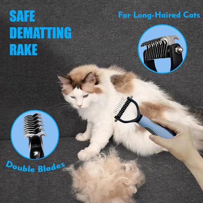 7-Piece Cat & Dog Grooming Brush Kit with Shedding, Flea & Bath Brushes