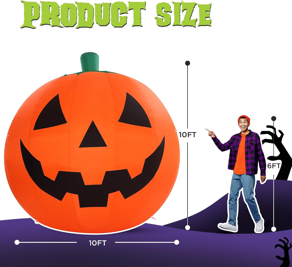 Large inflatable jack-o-lantern for outdoor Halloween decor