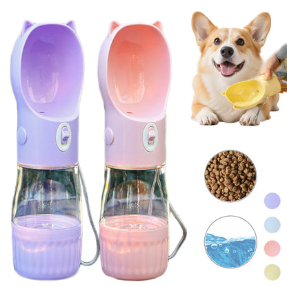 2-in-1 Portable Dog Water Bottle & Food Container – Leak-Proof Pet Feeder for Travel