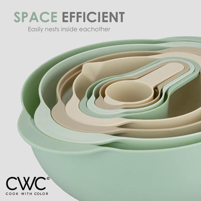  Bowls with Measuring Cups Colander and Sifter Set - Includes Mixing Bowls, Colander, Sifter and Measuring Cups, Mint, 8 Pc Bowl