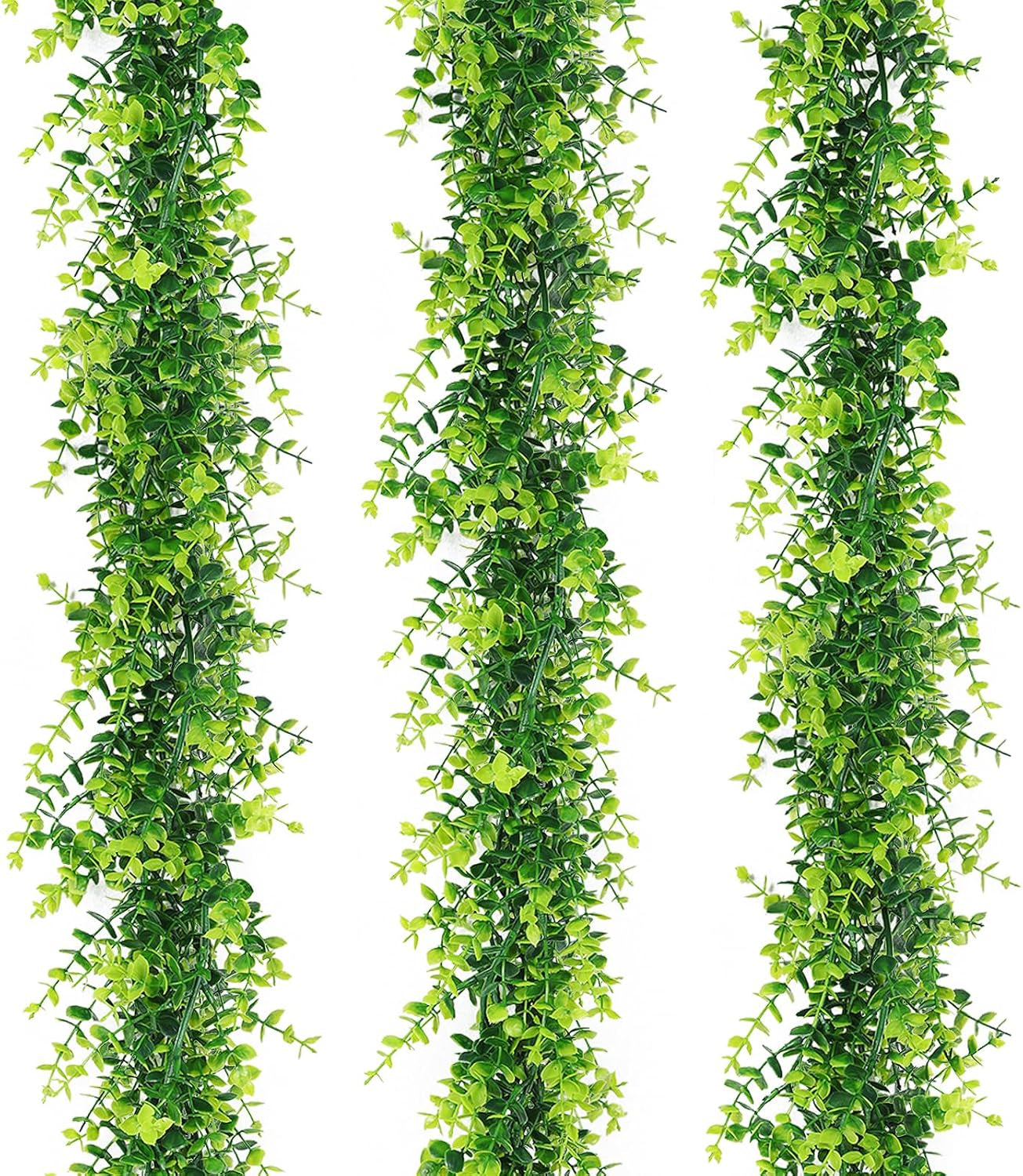 3-Pack Black Artificial Eucalyptus Garland with Flowers, Halloween & Fall Party Decor, Fake Floral Greenery for Wall Backdrop