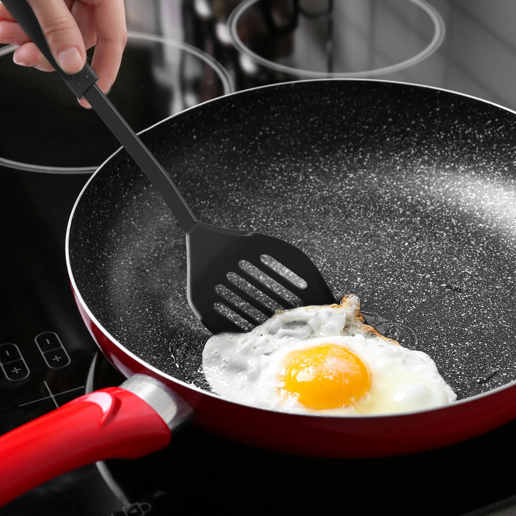6-Piece Plastic Kitchen Utensil Set – Nonstick-Safe Tools, Black