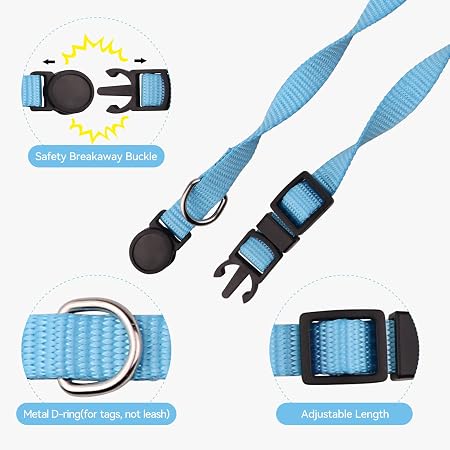 16 Pack Adjustable Puppy ID Collars Safety Buckles