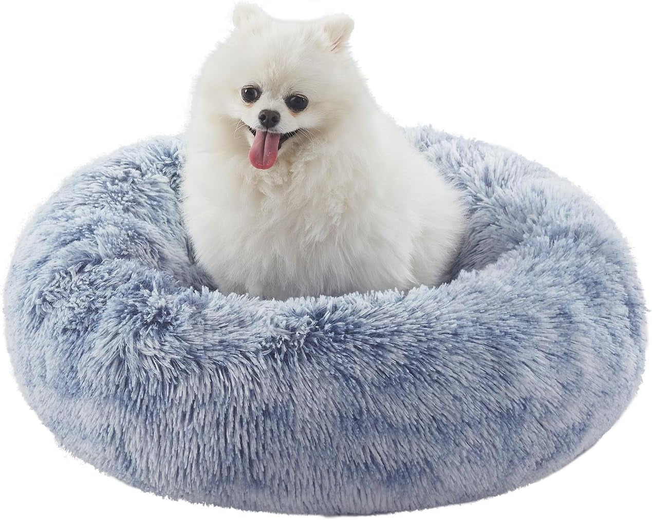 Donut Dog Bed for All Dogs Calming Plush Washable Round Bed 