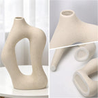 White Ceramic Decorative Vases Set of 2 Modern Home Decor