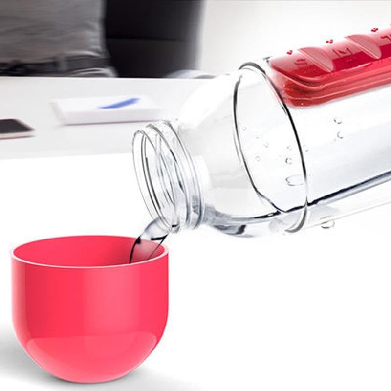 600ml water bottle with removable seven compartment pill storage system