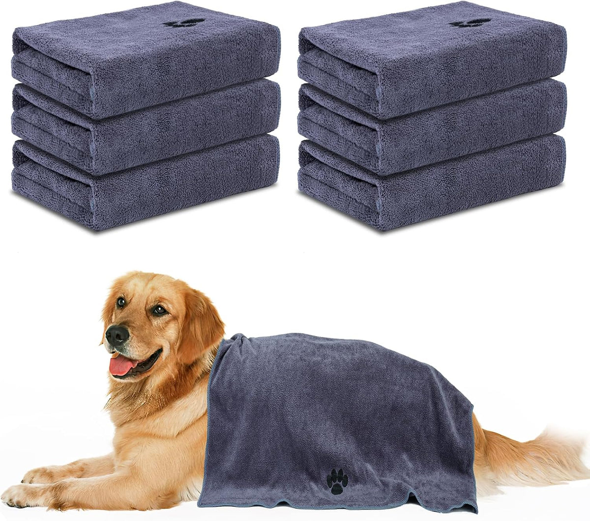 Absorbent dog towels for drying wet coats