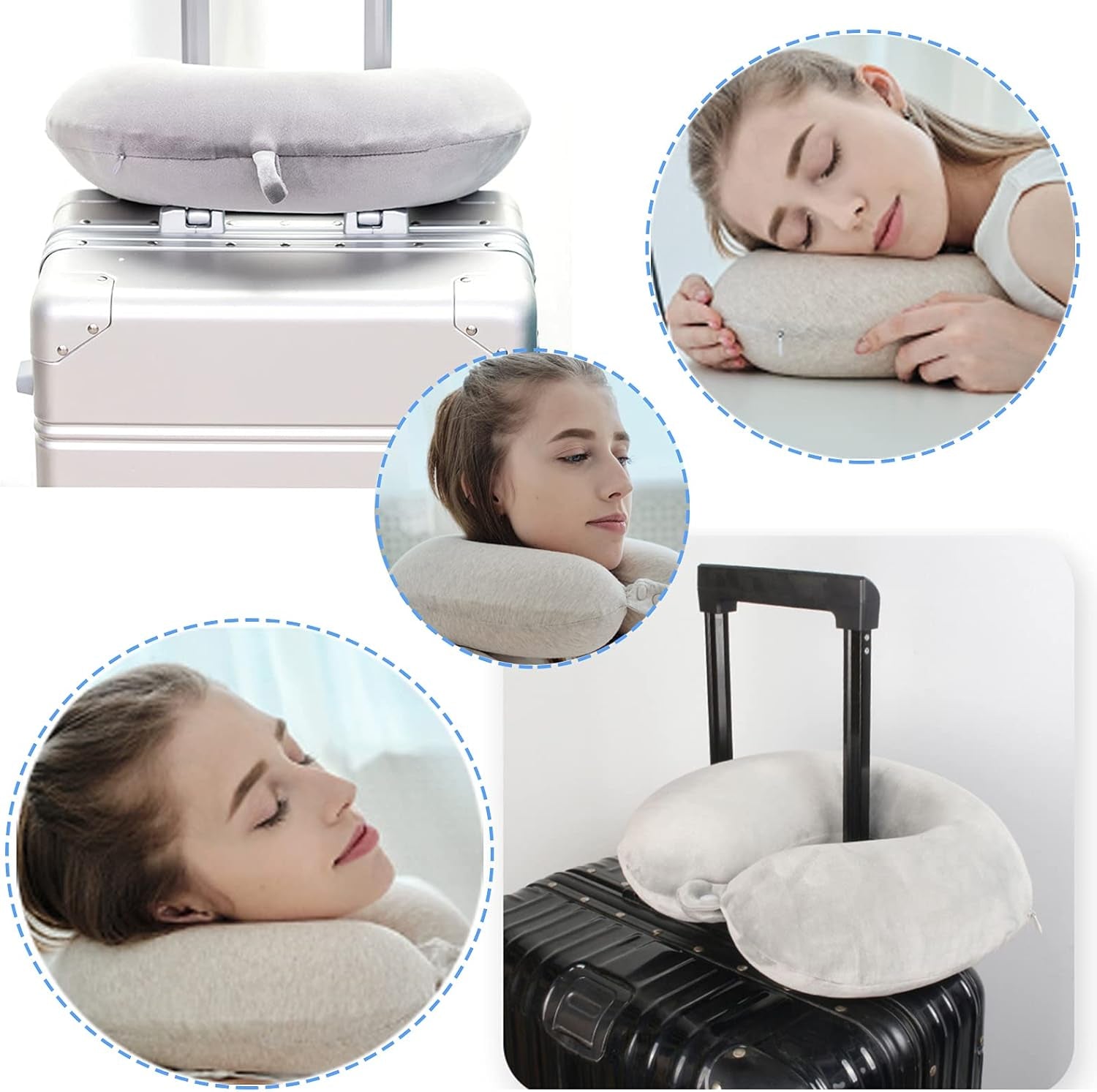 Upgraded Travel Neck Pillow – 100% Memory Foam for Airplane, Flight Headrest & Sleep, Portable Plane Accessory
