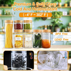 3-Pack Glass Storage Jars with Airtight Bamboo Lids, 80oz Canisters for Cereal, Cookies, Pasta & Kitchen Storage